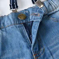 Load image into Gallery viewer, 2 Pieces Set Baby Kid Boys Dressy Birthday Party Solid Color Bow Polo Shirts And Jeans Wholesale 211109670
