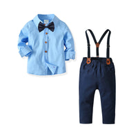 Load image into Gallery viewer, 2 Pieces Set Baby Kid Boys Dressy Birthday Party Solid Color Bow Shirts And Pants Wholesale 211109678
