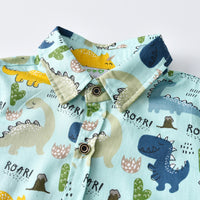 Load image into Gallery viewer, 2 Pieces Set Baby Kid Boys Dressy Birthday Party Letters Dinosaur Bow Print Shirts And Solid Color Jeans Wholesale 211109682
