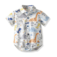 Load image into Gallery viewer, 2 Pieces Set Baby Boys Birthday Party Dinosaur Bow Print Shirts And Solid Color Pants Wholesale 21110971
