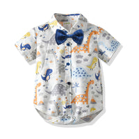 Load image into Gallery viewer, 2 Pieces Set Baby Boys Birthday Party Dinosaur Bow Print Shirts And Solid Color Pants Wholesale 21110971

