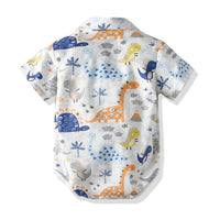 Load image into Gallery viewer, 2 Pieces Set Baby Boys Birthday Party Dinosaur Bow Print Shirts And Solid Color Pants Wholesale 21110971
