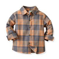 Load image into Gallery viewer, 2 Pieces Set Baby Kid Boys Dressy Checked Shirts And Solid Color Jumpsuits Wholesale 21110984
