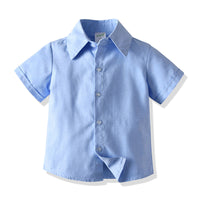 Load image into Gallery viewer, 2 Pieces Set Baby Kid Boys Birthday Party Solid Color Bow Shirts And Striped Rompers Wholesale 21110985
