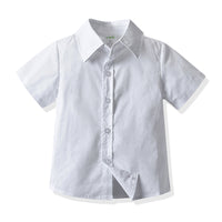 Load image into Gallery viewer, 2 Pieces Set Baby Kid Boys Birthday Party Solid Color Bow Shirts And Striped Rompers Wholesale 21110985
