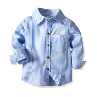 Load image into Gallery viewer, 2 Pieces Set Baby Kid Boys Dressy Striped Shirts And Solid Color Jumpsuits Wholesale 21110987
