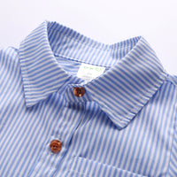 Load image into Gallery viewer, 2 Pieces Set Baby Kid Boys Dressy Striped Shirts And Solid Color Jumpsuits Wholesale 21110987
