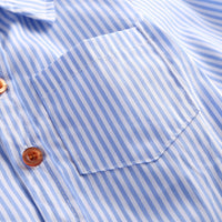 Load image into Gallery viewer, 2 Pieces Set Baby Kid Boys Dressy Striped Shirts And Solid Color Jumpsuits Wholesale 21110987
