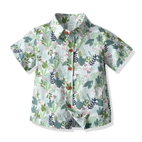 Load image into Gallery viewer, 2 Pieces Set Baby Kid Boys Dressy Plant Print Shirts And Solid Color Rompers Wholesale 21110991
