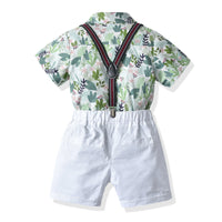 Load image into Gallery viewer, 2 Pieces Set Baby Kid Boys Dressy Plant Print Shirts And Solid Color Rompers Wholesale 21110991
