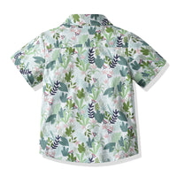 Load image into Gallery viewer, 2 Pieces Set Baby Kid Boys Dressy Plant Print Shirts And Solid Color Rompers Wholesale 21110991
