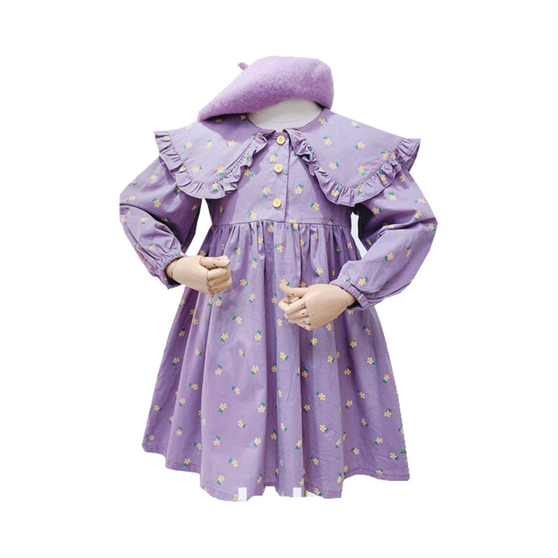 Baby Kid Girls Solid Color Flower Dresses Wholesale 211111123