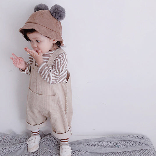 Baby Kid Girls Solid Color Muslin&Ribbed Jumpsuits Wholesale 211111165