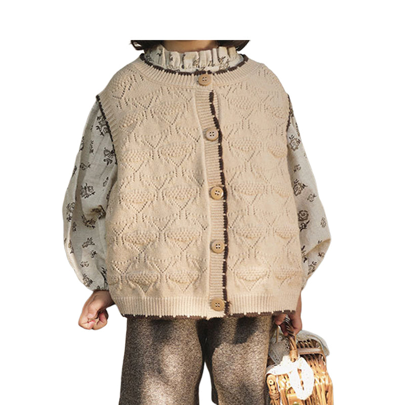Baby Kid Girls Solid Color Crochet Vests Waistcoats Knitwear Wholesale 211111168