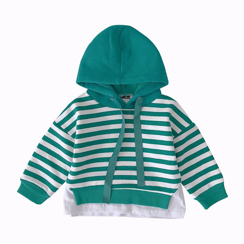 Baby Kid Boys Striped Color-blocking Hoodies Swearshirts Wholesale 211111193