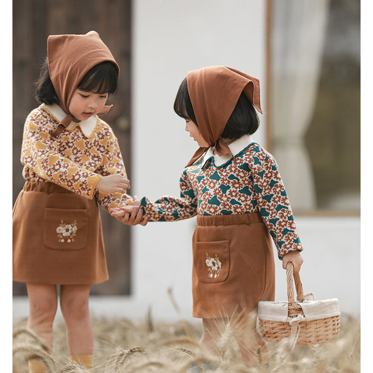 Baby Kid Girls Color-blocking Flower Print Sweaters Knitwear Wholesale 211111202