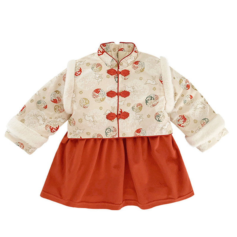 2 Pieces Set Baby Kid Girls Print Jackets Outwears And Solid Color Skirts Wholesale 629511284