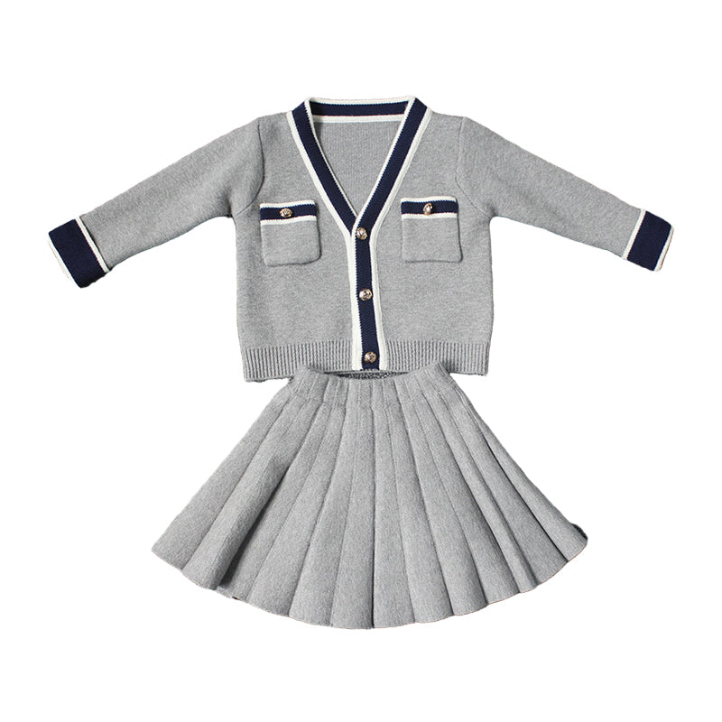 2 Pieces Set Baby Kid Girls Tops And Solid Color Skirts Wholesale 21111129