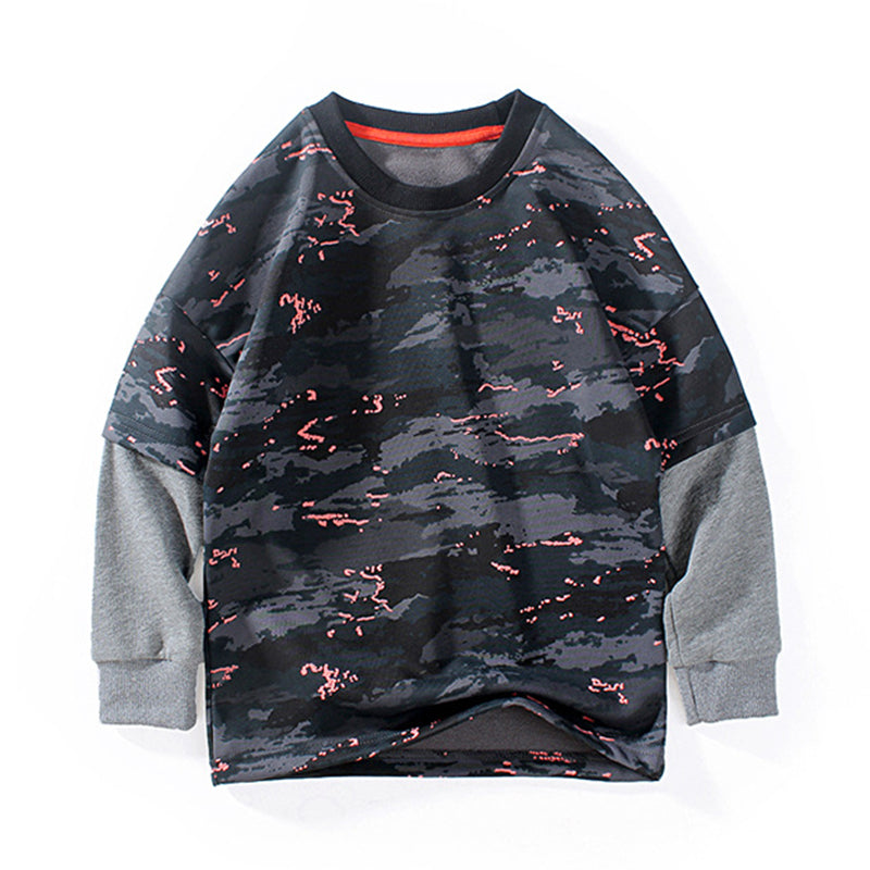 Kid Boys Color-blocking Camo Print Hoodies Swearshirts Wholesale 211111324
