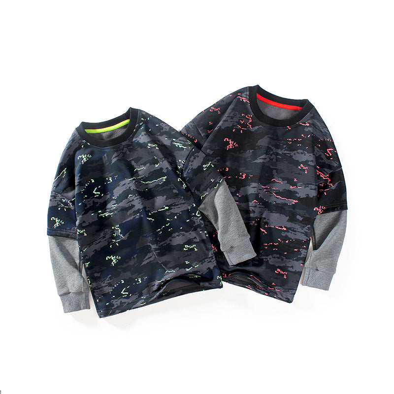 Kid Boys Color-blocking Camo Print Hoodies Swearshirts Wholesale 211111324