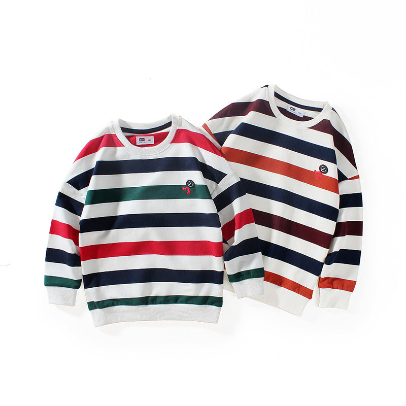Kid Boys Striped Embroidered Swearshirts Wholesale 211111328