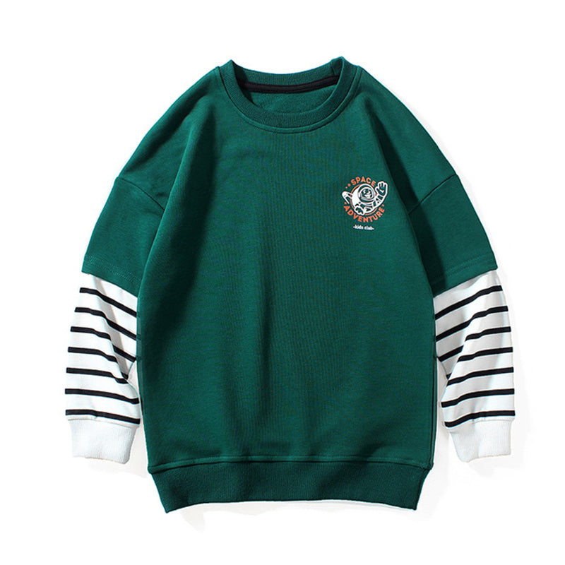 Kid Boys Striped Letters Color-blocking Print Swearshirts Wholesale 211111343