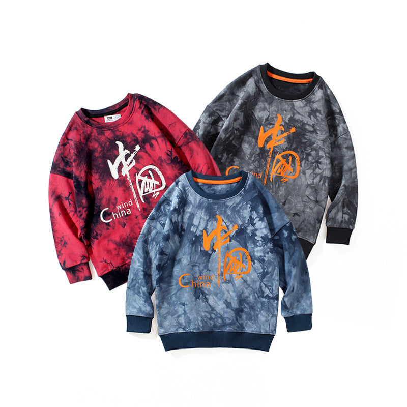 Kid Boys Letters Tie Dye Print Sports Swearshirts Wholesale 211111351