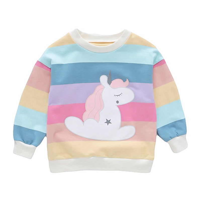 Baby Kid Girls Rainbow Star Unicorn Swearshirts Wholesale 21111192