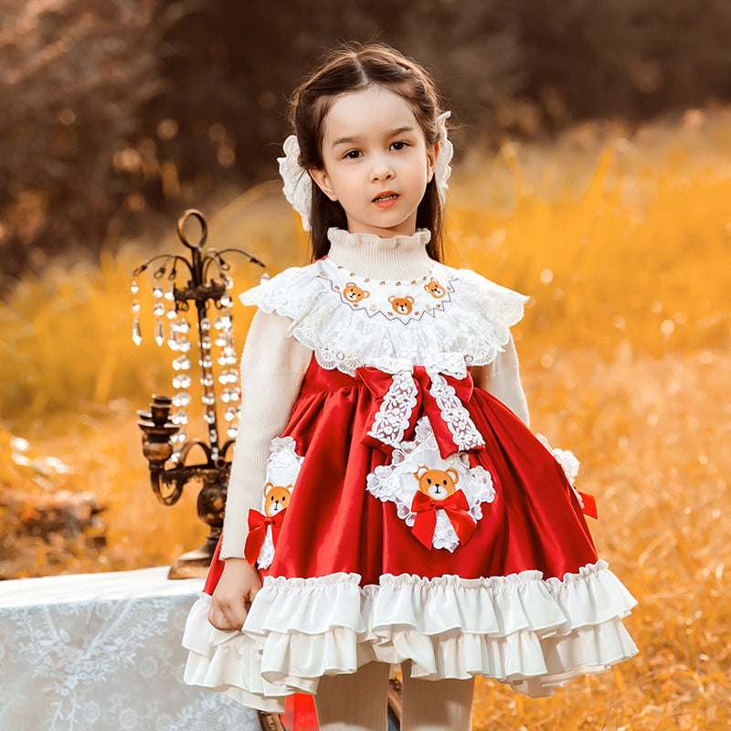 Baby Kid Girls Animals Cartoon Bow Lace Embroidered Birthday Party Dresses Princess Dresses Wholesale 211115672