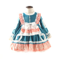 Load image into Gallery viewer, Baby Kid Girls Color-blocking Bow Lace Embroidered Birthday Party Dresses Princess Dresses Wholesale 211115673
