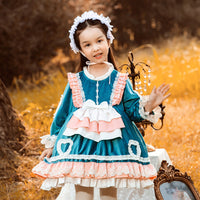 Load image into Gallery viewer, Baby Kid Girls Color-blocking Bow Lace Embroidered Birthday Party Dresses Princess Dresses Wholesale 211115673
