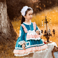 Load image into Gallery viewer, Baby Kid Girls Color-blocking Bow Lace Embroidered Birthday Party Dresses Princess Dresses Wholesale 211115673
