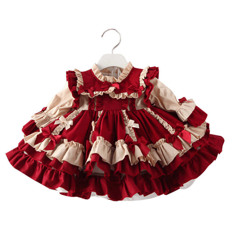 Baby Kid Girls Color-blocking Bow Birthday Party Dresses Princess Dresses Wholesale 211115674