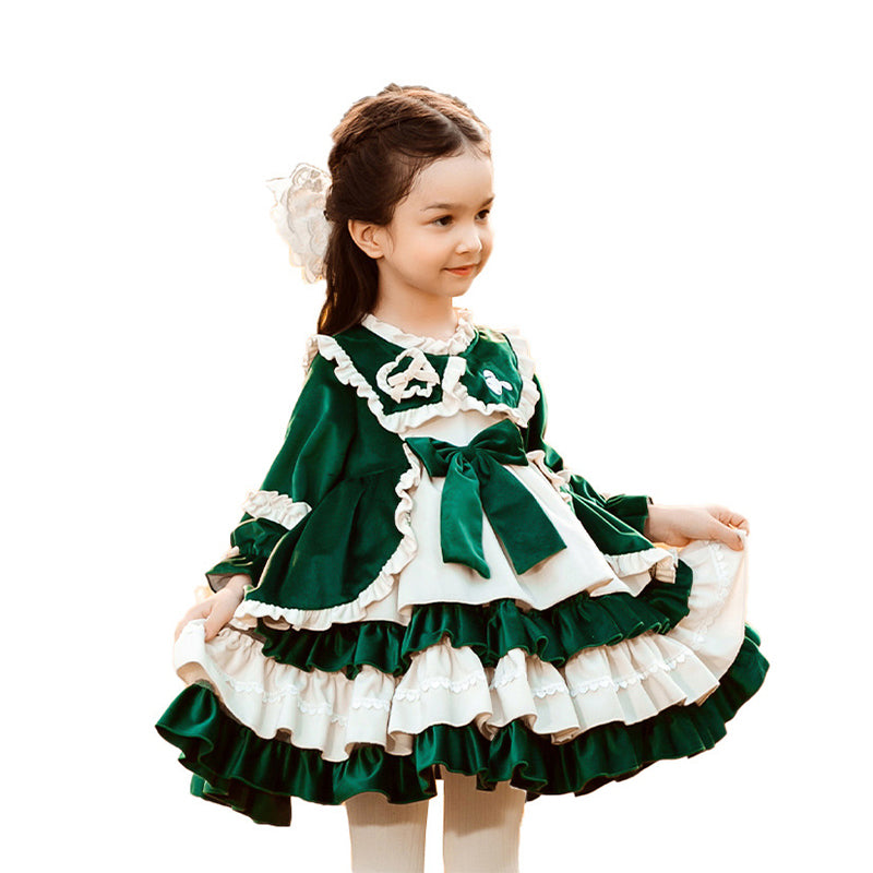 Baby Kid Girls Color-blocking Bow Lace Birthday Party Dresses Princess Dresses Wholesale 211115676