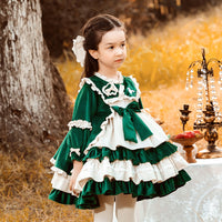 Load image into Gallery viewer, Baby Kid Girls Color-blocking Bow Lace Birthday Party Dresses Princess Dresses Wholesale 211115676

