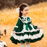 Load image into Gallery viewer, Baby Kid Girls Color-blocking Bow Lace Birthday Party Dresses Princess Dresses Wholesale 211115676
