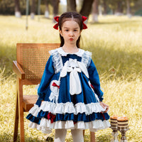 Load image into Gallery viewer, Baby Kid Girls Cartoon Bow Lace Embroidered Birthday Party Dresses Princess Dresses Wholesale 211115681
