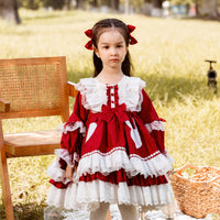 Load image into Gallery viewer, Baby Kid Girls Bow Lace Embroidered Birthday Party Dresses Princess Dresses Wholesale 211115682
