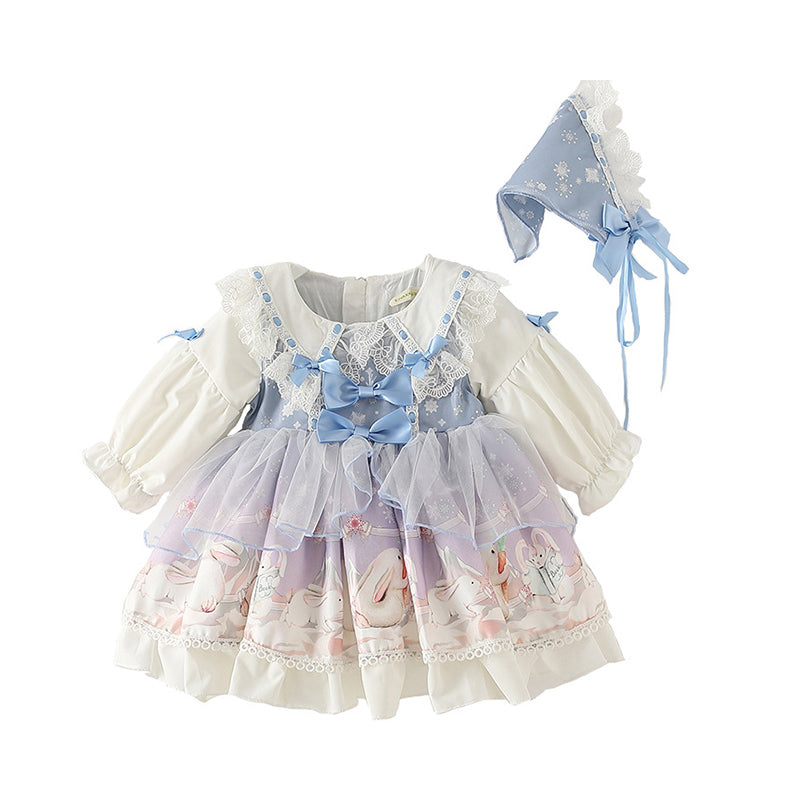 Baby Kid Girls Animals Cartoon Bow Lace Birthday Party Dresses Princess Dresses Wholesale 211115688