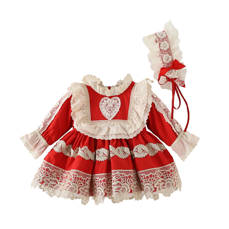 Baby Kid Girls Flower Love heart Bow Lace Embroidered Birthday Party Dresses Princess Dresses Wholesale 211115690