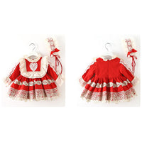 Load image into Gallery viewer, Baby Kid Girls Flower Love heart Bow Lace Embroidered Birthday Party Dresses Princess Dresses Wholesale 211115690
