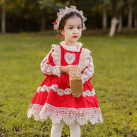 Load image into Gallery viewer, Baby Kid Girls Flower Love heart Bow Lace Embroidered Birthday Party Dresses Princess Dresses Wholesale 211115690
