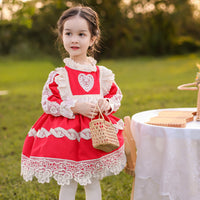 Load image into Gallery viewer, Baby Kid Girls Flower Love heart Bow Lace Embroidered Birthday Party Dresses Princess Dresses Wholesale 211115690
