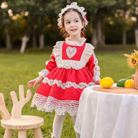Load image into Gallery viewer, Baby Kid Girls Flower Love heart Bow Lace Embroidered Birthday Party Dresses Princess Dresses Wholesale 211115690
