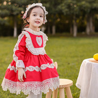 Load image into Gallery viewer, Baby Kid Girls Flower Love heart Bow Lace Embroidered Birthday Party Dresses Princess Dresses Wholesale 211115690
