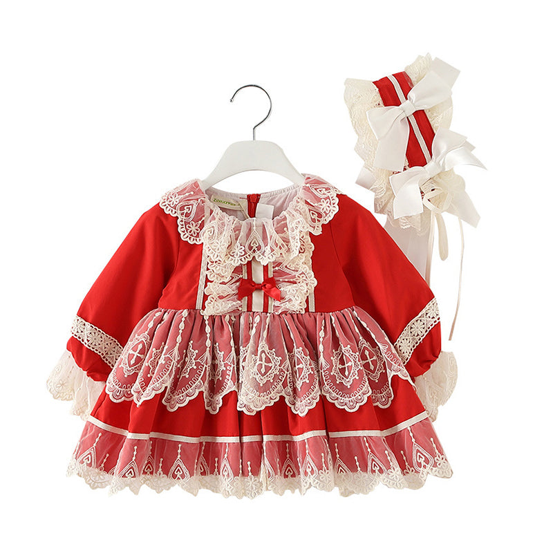 Baby Kid Girls Bow Lace Embroidered Birthday Party Dresses Princess Dresses Wholesale 211115691