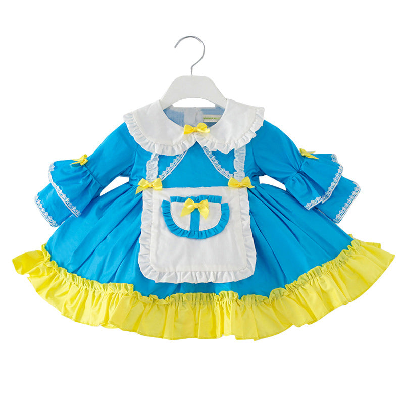Baby Kid Girls Color-blocking Bow Lace Birthday Party Dresses Princess Dresses Wholesale 211115694
