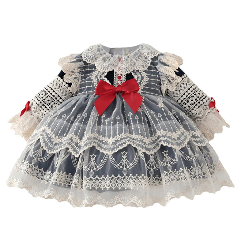 Baby Kid Girls Bow Lace Embroidered Birthday Party Dresses Princess Dresses Wholesale 211115699