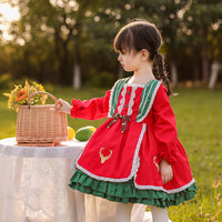 Load image into Gallery viewer, Baby Kid Girls Bow Lace Print Birthday Party Dresses Princess Dresses Wholesale 211115701
