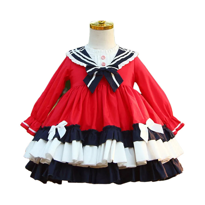 Baby Kid Girls Striped Bow Lace Birthday Party Dresses Princess Dresses Wholesale 211115704